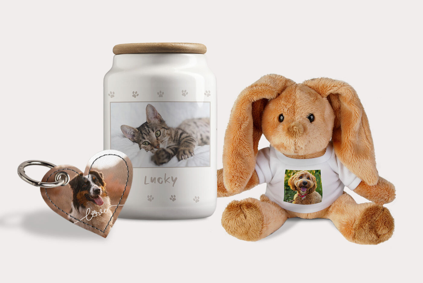Regalos personalizables para tus mascotas. Imprime regalos con su foto y sorprende a tus animales.