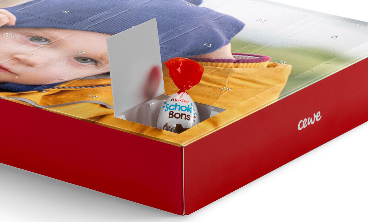 foto ampliada de un Shocko Bons para un calendario de Adviento kinder